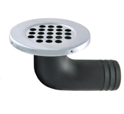 EVAL 90° STALON SHOWER DECK DRAIN NYLON WITH SS CAP, PART NO: Eval-00799 / EVAL 90° STALON VÒI THOÁT NƯỚC NYLON VỚI NẮP THÉP KHÔNG GỈ, MÃ HÀNG HÓA: Eval-00799