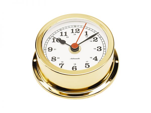 95 mm brass quartz clock. Gold plated R95D