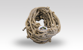 BILLY PUGH, Escape & Knotted Rope, 1" MANILA, KNOTS 2' APART Galvanized steel thimble eye on one end and lose on the other., part: 1M-K2