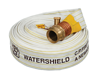 1,5” x 30M white polyester hose C/W 1.5” Storz, Brass coupling & S/S BINDING, MED approved.