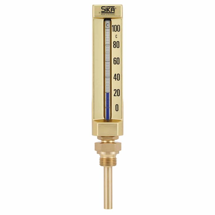 174B, casing 110x30mm, range 0+1000C, liquid, immersion tube length L1=63xø10mm, G1/2, brass, Sika thermometer, straight