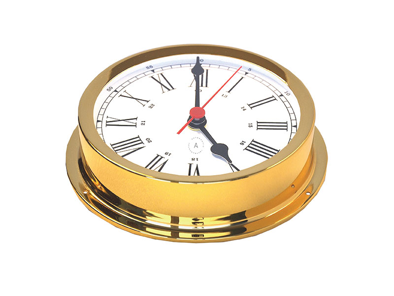 175 mm brass quartz clock. Gold plated