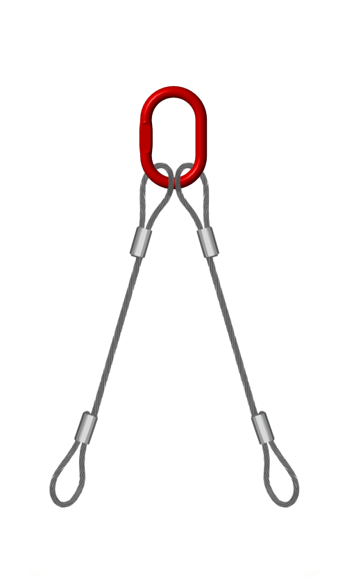 2 Legged wire rope sling: 48mm dia x 17.5mtr length (6x36) IWRC. All ends mechanical splicing with thimble one end joined to Masterlink (M-3226-8), other end joined to 35 tonne shackle, W.L.L: 44 tonne