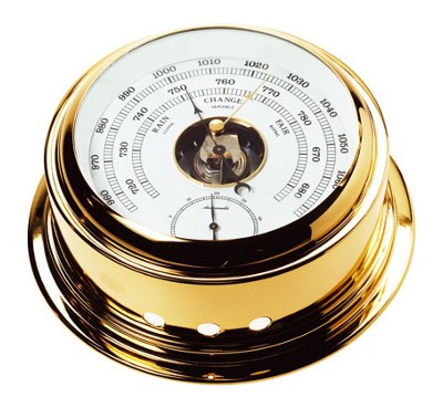 220 mm brass barometer. Gold plated