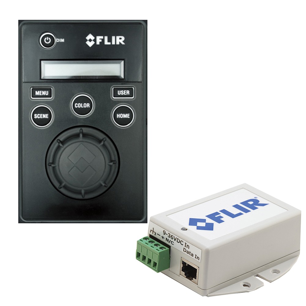 FLIR JCU1 POE Injector Kit
(Includes Joystick Control Unit (JCU 1) with weather cover, 25’ and 1’ Shielded Ethernet cable (RJ-45), Power over Ethernet Injector, waterproof coupler, and mounting hardware)