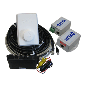 FLIR DELUXE DUAL STATION ACCESSORY KIT FOR M-SERIES
(Includes Joystick Control Unit (JCU1) with weather cover, 25' Shielded Ethernet cable (RJ-45), 25' Video Cable, 50' Video Cable, Video Amplifier/splitter, Qty 2 12V Power over Ethernet injector, and mounting hardware)