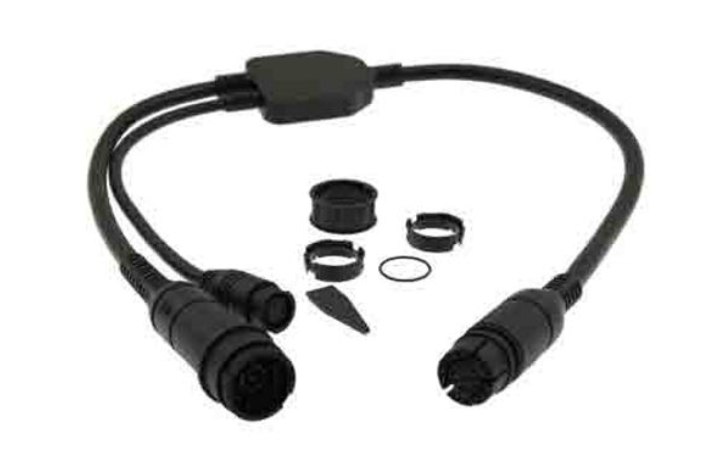 Raymarine Adaptor Cable (25 pin to 25 pin and 7 pin Y-Cable) used to attach RealVision andEmbedded 600W Airmar transducers to AXIOM RV, part no: A80491