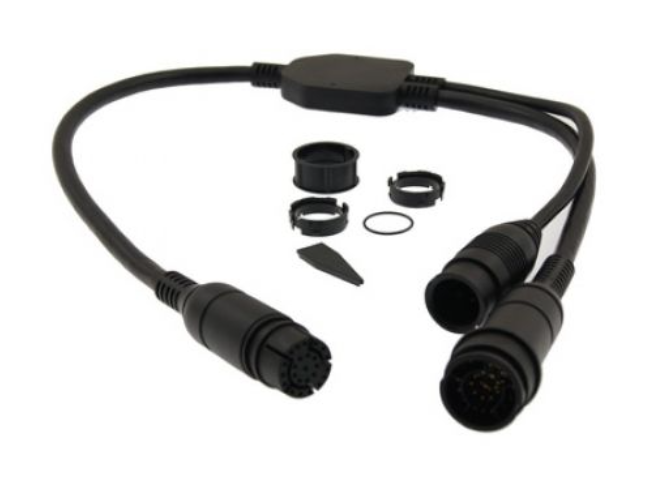 Raymarine Adaptor Cable (25 pin to 9 pin and 7 pin Y-Cable) used to attach DownVision andExisting transducers to AXIOM RV, part no: A80493