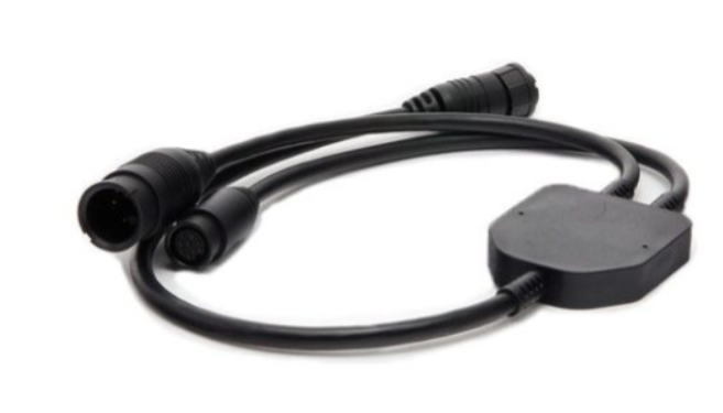 Raymarine Adaptor Cable (25 pin to 9 pin and 8 pin Y-Cable) used to attach DownVision and CP370 transdcuers to AXIOM RV, part no: A80494