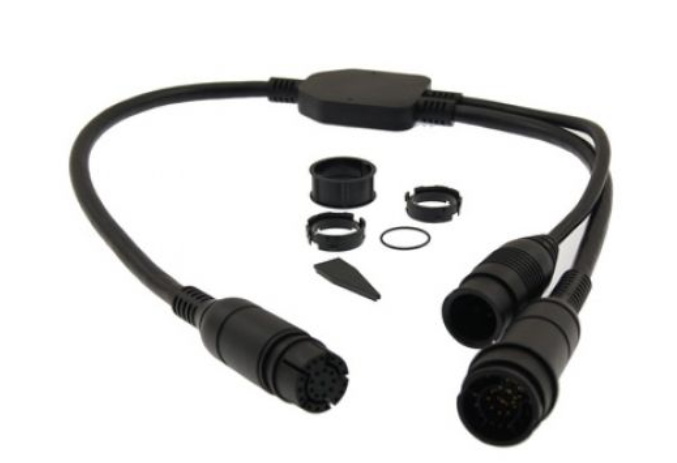 Raymarine Adaptor Cable (9 pin to 7 & 7 pin Y-Cable) used to attach DownVision & CP370 transducers to AXIOM DV, part no: A80487