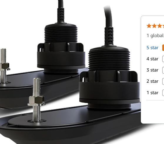 Raymarine Pack of RV-320 RealVision 3D Plastic Through Hull Transducers, Port and Starboard 20 Degree (includes 8M Transducer Extension Cable and Split Transducer Y-Cable), part no: T70321