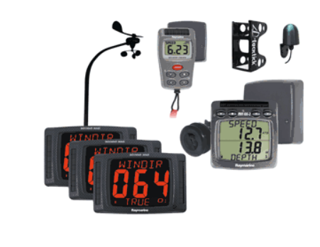 Raymarine Performance Pack 50 (vertical wind, speed, depth & compass txducers, 3 up mast bracket, NMEA interface, dual, 3 x maxi, & remote control displays), part no: PP50-916