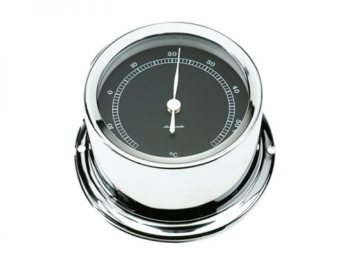 [TE72C] 72 mm aluminium thermometer. Chrome. Black card TE72C