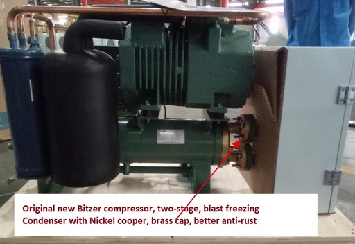 [12HPBITZER] 12HP Bitzer compressor, 1.8 tons blast freezing per day, sea water cooled