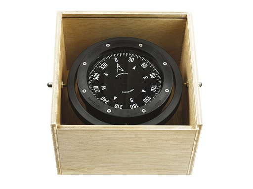 [C4-00114] 100mm gimballed compass in wooden box C4-00114