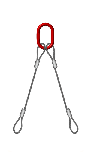 [WSL48x17.5] 2 Legged wire rope sling: 48mm dia x 17.5mtr length (6x36) IWRC. All ends mechanical splicing with thimble one end joined to Masterlink (M-3226-8), other end joined to 35 tonne shackle, W.L.L: 44 tonne