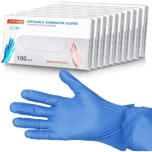 [Nitrile Synthetic Gloves] Găng Tay Nitrile Tổng Hợp Màu Xanh Không Bột Độ Đàn Hồi Cao Dùng Cho Nghành Thực Phẩm (1 Hộp 50 Đôi)